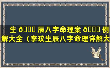 生 💐 辰八字命理案 🐝 例详解大全（李玟生辰八字命理详解大全）